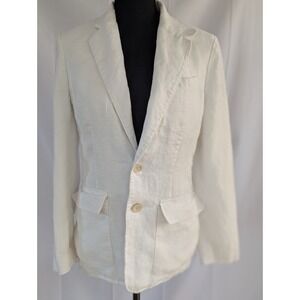 Polo Ralph Lauren Blazer Women's White Linen Two Button Notch Lapel Jacket Sz 4